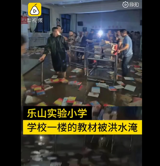 乐山一小学被淹，200名家长接力抢出全校教材 网友：团结力量大