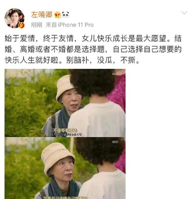 节目承认单身身份后，左小青宣布与丈夫离婚：始于爱情终于友情